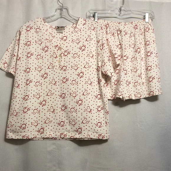 WALT DISNEY 2pc Set Mickey Mouse 100% Cotton Top Shorts PJs NEW - Picture 1 of 7